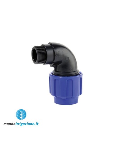 Raccordo compressione gomito filettato maschio 16x1/2 per impianti irrigazione