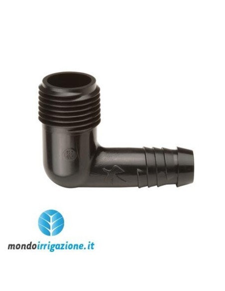 Raccordo gomito filettato - portagomma 16x1/2" per irrigatori pop-up e tubo antitorsione