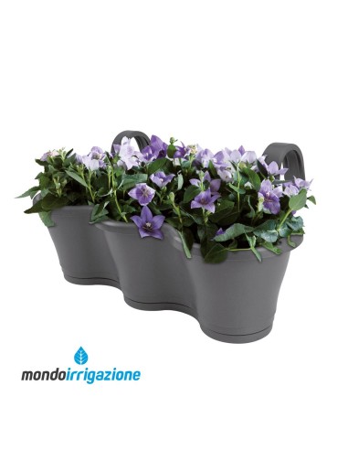 Vaso da Ringhiera Fioriera - Elho Corsica Easy Hanger Trio 53cm - Anthracite