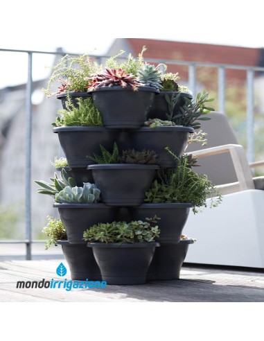 Vaso Verde verticale - Elho Corsica Vertical Garden 44cm - Anthracite - Impilato