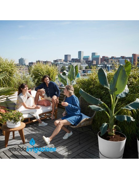 Vaso da Esterno - Elho Greenvilee Round - White - su balcone e terrazzo