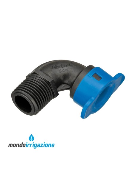 Gomito maschio 1/2" per tubo Blu Lock