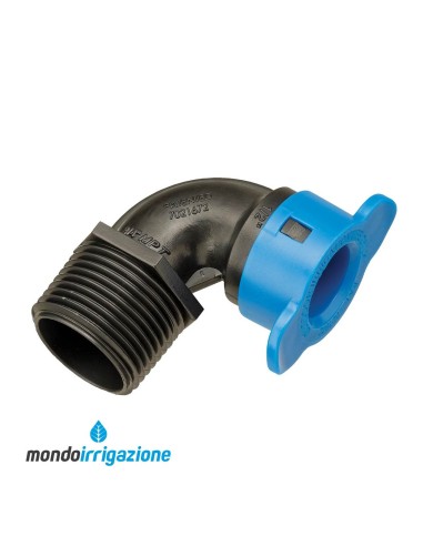 Gomito maschio 3/4" per tubo Blu Lock