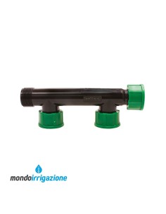 Collettore per elettrovalvole irrigazione 2 uscite in PVC