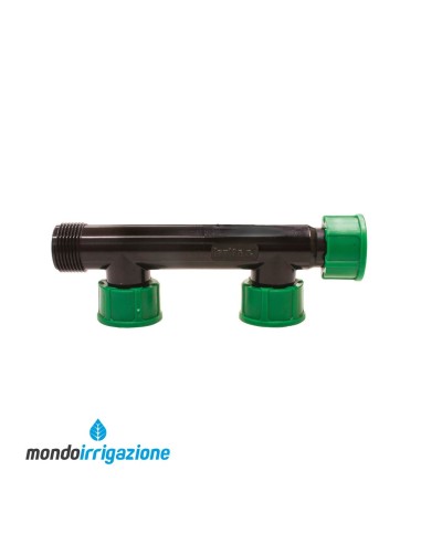 Collettore per elettrovalvole irrigazione 2 uscite in PVC