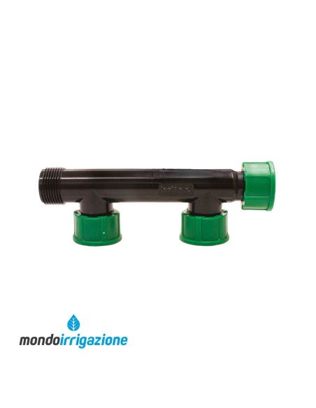 Collettore per elettrovalvole irrigazione 2 uscite in PVC