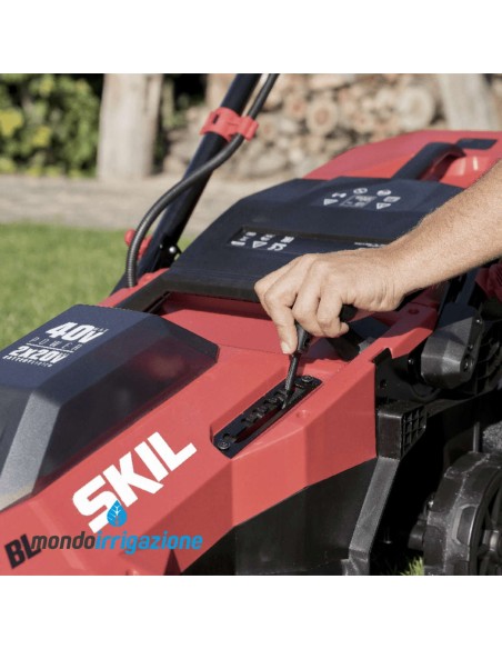0140 BA - Rasaerba Skil a batteria - Regolazione altezza di taglio