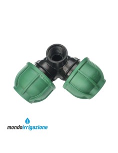 Raccordo compressione gomito 90 con derivazione irrigatore filetto femmina - 32x3/4"