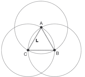 Schema impianto di irrigazione con irrigatori disposti a triangolo