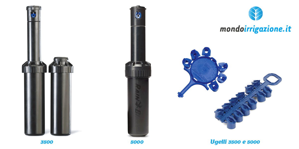 Irrigatori dinamici Rain Bird 3500, 5000, ugelli e testine