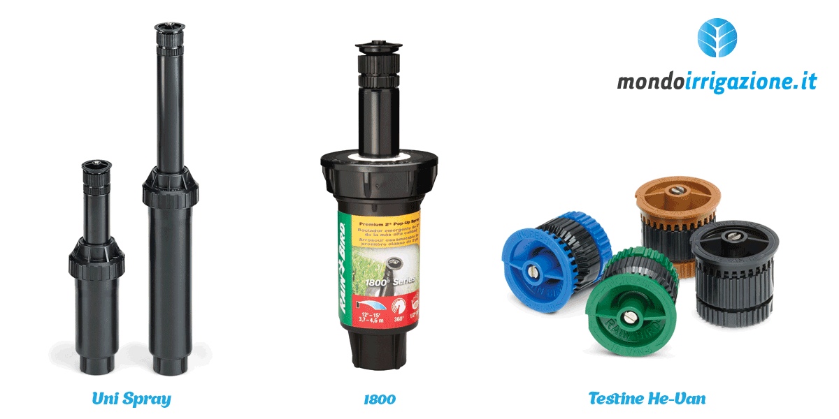 Irrigatori statici Rain Bird Uni Spray, 1800 e testine HE-VAN