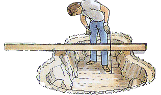 Laghetto con vasca rigida: misurazione profondità dello scavo Laghetto con vasca rigida: misurazione profondità dello scavo