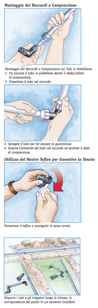 installazione impianto irrigazione - raccordi a compressione e tubi irrigazione